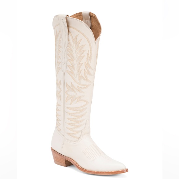 Lucchese Shoes - Lucchese Tall Cowboy Western Boots 7 Cream